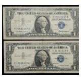 Pair of Circulated 1957 $1 Silver Certificates