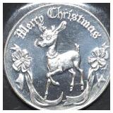 1 Troy Oz .999 Silver Merry Christmas Round
