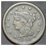 1848 Large Cent, Nice Coin