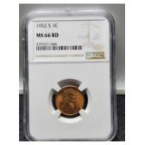 1952-S Slab Lincoln Cent NGC MS66 RD
