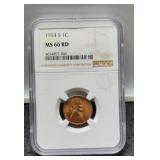 1954-S Slab Lincoln Cent NGC MS66 RD