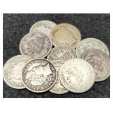 (10) Different Barber Dimes Back To 1899