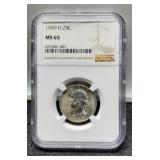 1949-D Slab W. Quarter NGC MS65