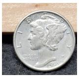 1935 Mercury Dime AU Split Bands