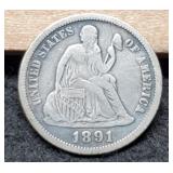 1891-O Liberty Seated Dime