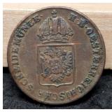 1816 Austrian 1 Einkreuzer Copper