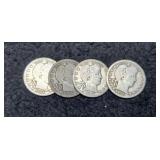 (4) Barber Quarters: 1914-D, 15-P&D, 16-D