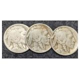 (3) Buffalo Nickels: 1923-S VG, 1925-D VG, 1926-S