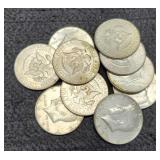 (10) 40% Silver Kennedy Half Dollars