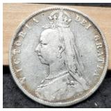 1891 G. Britain Silver 92.5% Half Crown