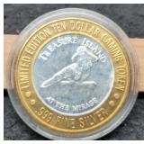 Las Vegas Silver $10 Gaming Token Treasure Island