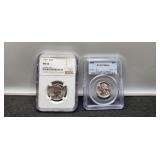 (2) Slab Silver W. Quarters: