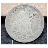 1891 Liberty Seated Dime