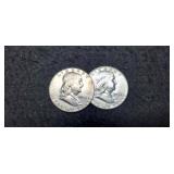 (2) Franklin Half Dollars: 1952, 1962