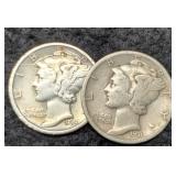 (2) 1925 Mercury Dimes D&S Choice Fine