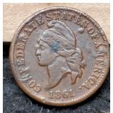1861 Confederate States Of America One Cent