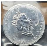 1992 Canada 1 Troy Oz. Silver Maple Leaf