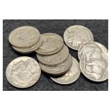 (10) Different Date Buffalo Nickels 1927-1937