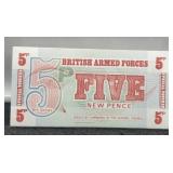 British Armed Forces 5 New Pence 6th Series Unc.