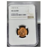 1947-S Slab Lincoln Cent NGC MS66 RD