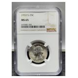 1953-S Slab W. Quarter NGC MS65
