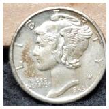 1943-D Mercury Dime Unc. Split Bands