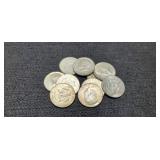 (10) 40% Silver Kennedy Half Dollars