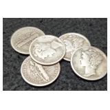 (5) Mercury Dimes All Fine: