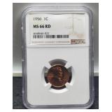 1956 Slab Lincoln Cent NGC MS66 RD