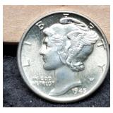 1945-D Mercury Dime Choice BU Split Bands