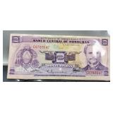 1976 Honduras 2 Lempiras Banknote AU