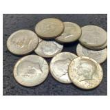 (10) 40% Silver Kennedy Half Dollars