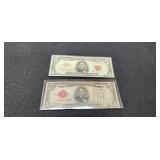 (2) $5 Red Seal Notes: 1928 E, 1963