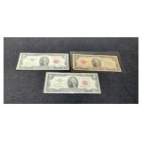 (3) $2 Red Seal Notes: 1928, 1953, 1963