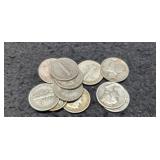 (11) Mercury Dimes All VF: