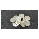 (10) 40% Silver Kennedy Half Dollars