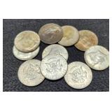 (10) 40% Silver Kennedy Half Dollars
