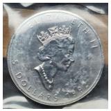 1992 1 Troy Oz. Silver Canada Maple Leaf