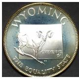 14.5g Sterling Silver Proof Medal 1976 Wyoming