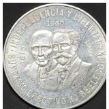 1960 Mexico 10 Pesos 90% Silver Dollar Coin