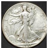 1941 Walking Liberty Silver Half Dollar