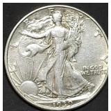 1939-D Walking Liberty Silver Half Dollar