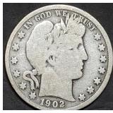 1902 Barber Silver Half Dollar