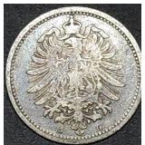1873 G Germany 20 Pfennig 90% Silver Coin Nice