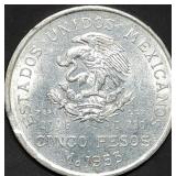 1953 Mexico 5 Pesos .720 Silver Coin 28g Hidalgo