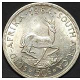 1964 South Africa .500 Silver 50 Cent Piece 28g