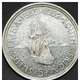 1952 South Africa 5 Shillings .500 Silver 28.28g
