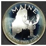 14.5g Sterling Silver Proof Medal 1976 Maine