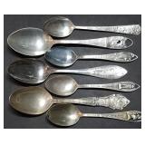7 Sterling Silver Collector Spoons 87g