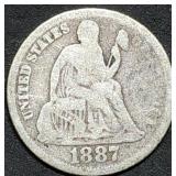 1887 Seated Liberty Silver Dime